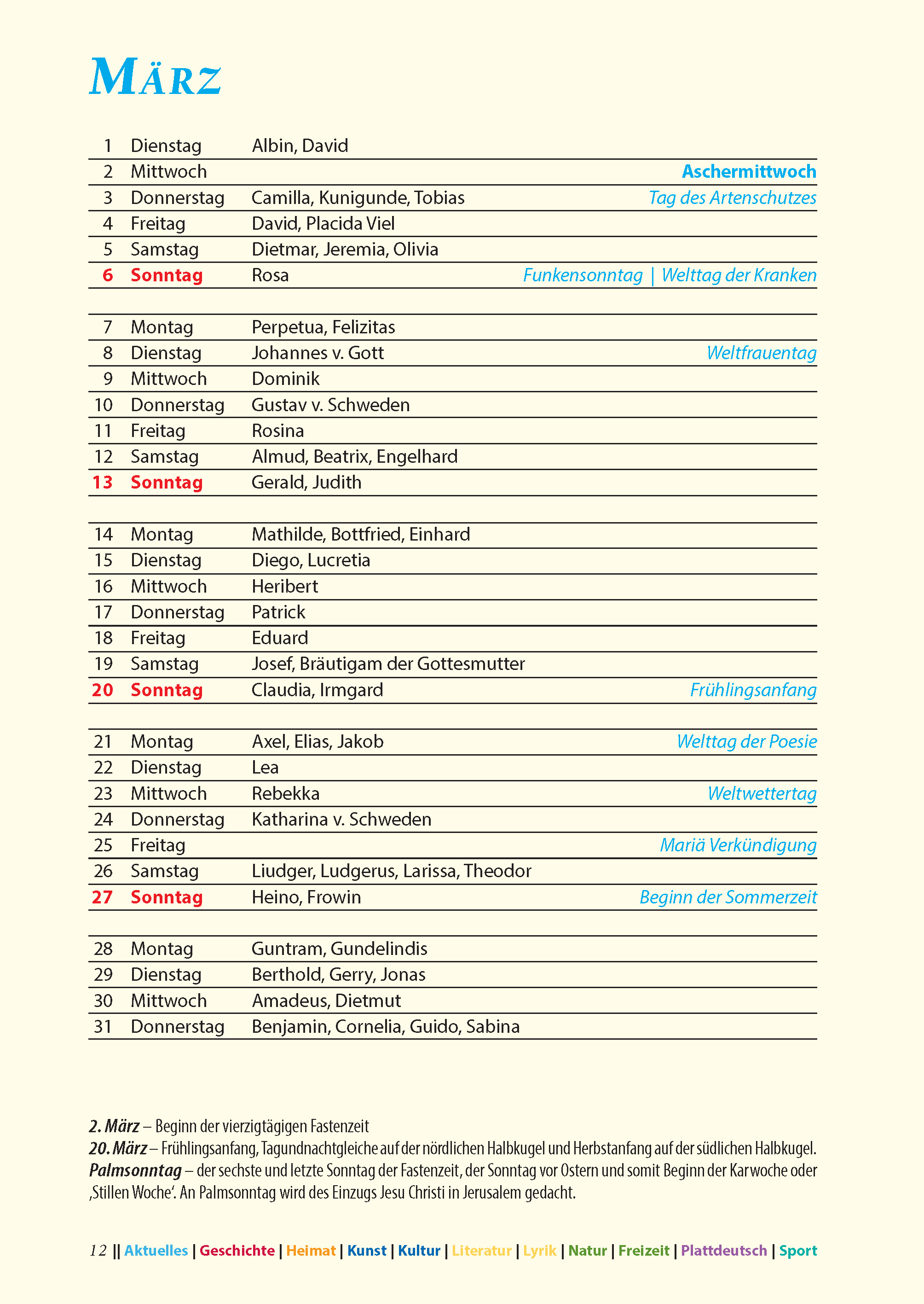 Vestischer Kalender 2022
